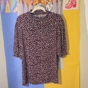 Anne Klein Purple and White Floral Blouse